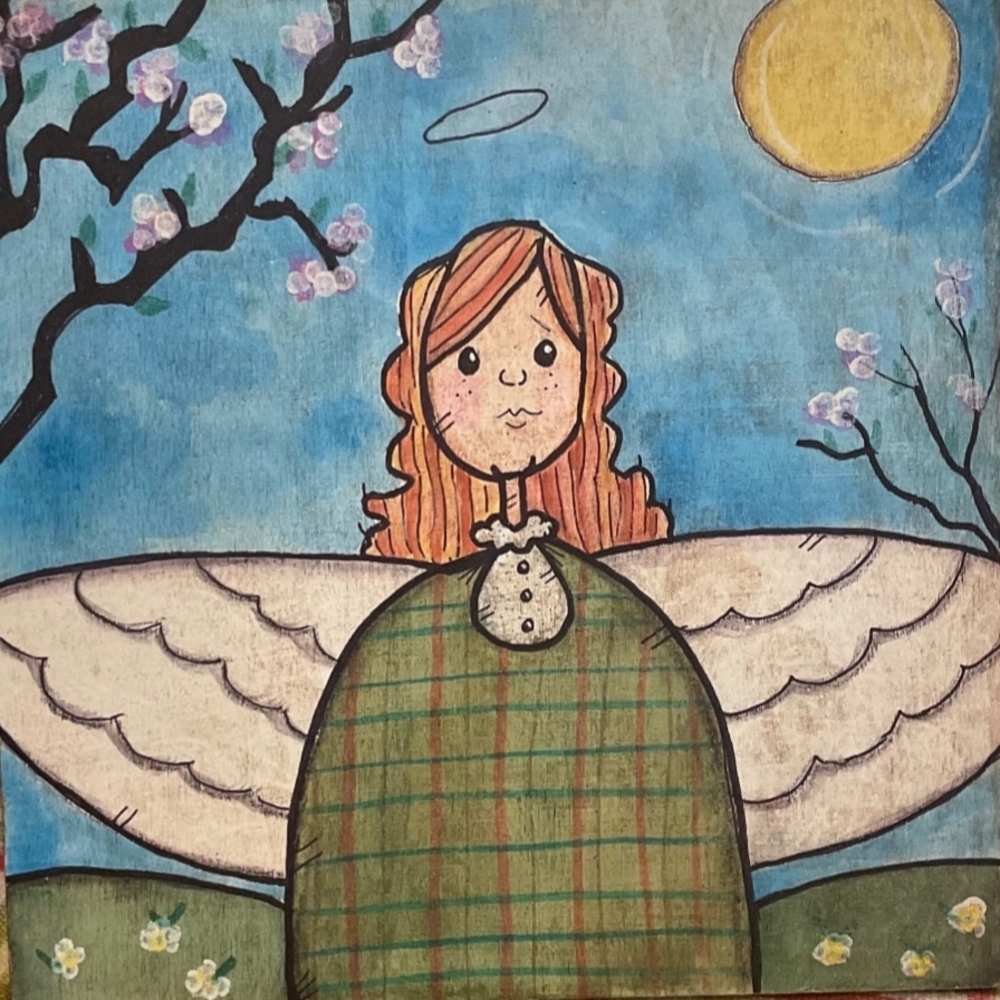 Folkart Spring Angel Hand-painted Decor - Picture 3 of 4